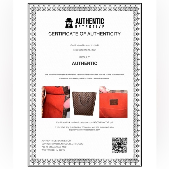 EUC Louis Vuitton Authentic Damier Ebene Sac Plat Tote Handbag COA Neutral Brown - Picture 14 of 14